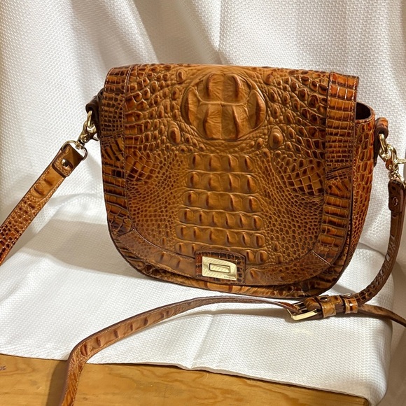Brahmin Brown Crocodile Embossed Crossbody Bag - Picture 5 of 16
